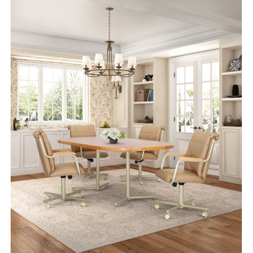 5Piece Extendable DoublePedestal Caster Dining Set